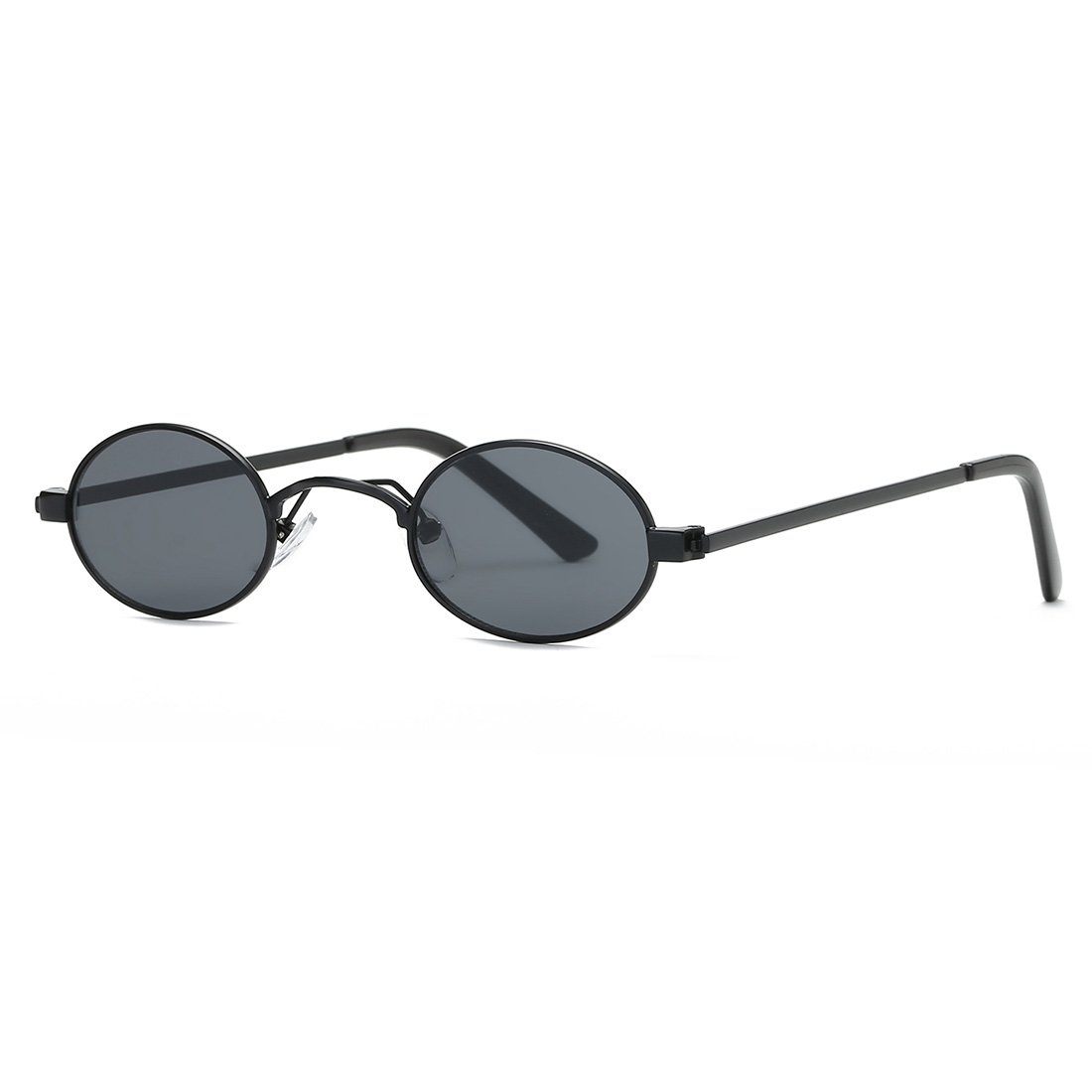 kimorn Sunglasses Small Round Metal Frame Oval Candy Colors Unisex Sun Glasses K0577 (Black)