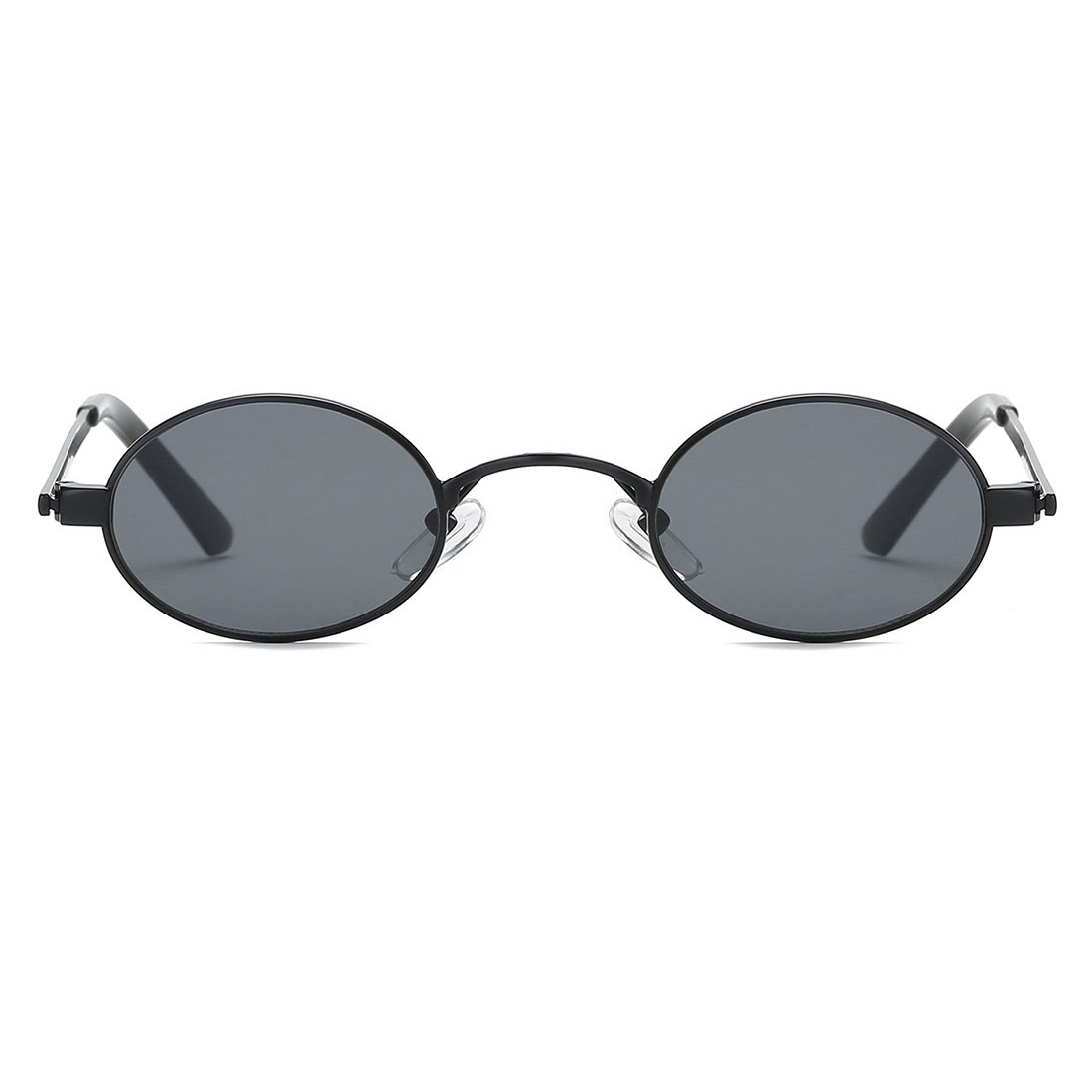 kimorn Sunglasses Small Round Metal Frame Oval Candy Colors Unisex Sun Glasses K0577 (Black)