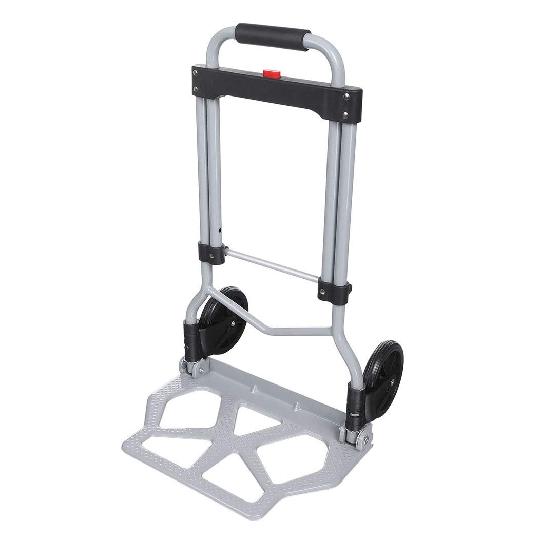 220lbs Portable Heavy Duty Folding Hand Truck Luggage Cart Dolly with 2 Wheels-Black for Travel, Shopping Or Industrial