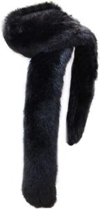 bettli women's men's extra large faux fox raccoon fur scarf collar stole shawl (black)