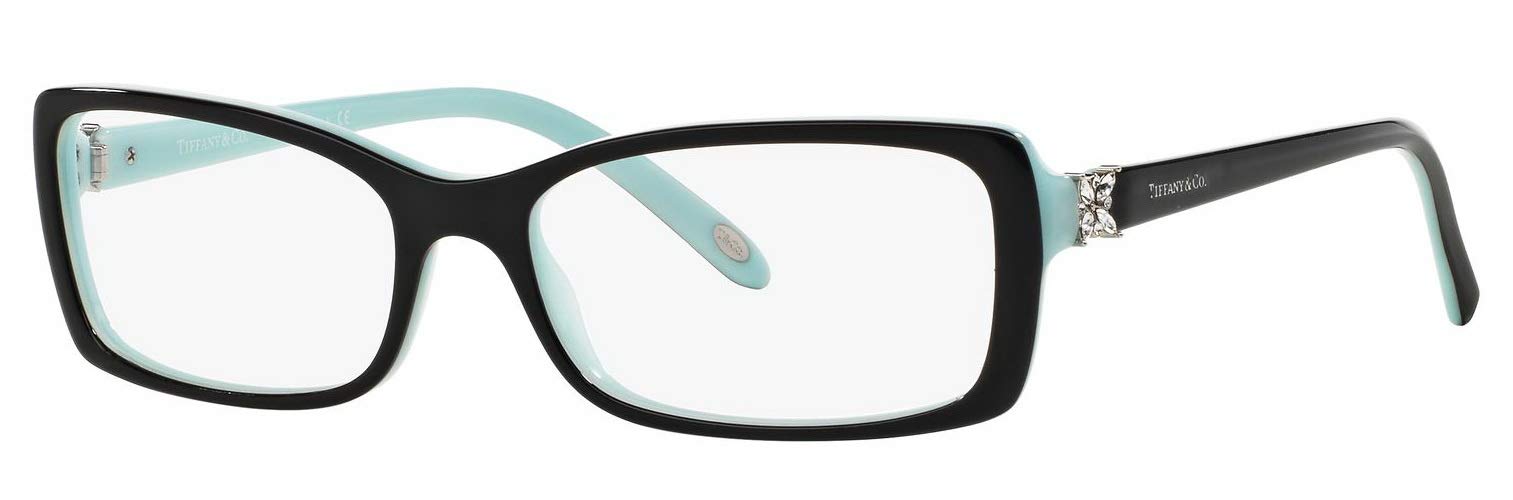 Tiffany & Co. TF 2091-B Women Rectangle Eyeglasses RX - able Frame (Black Blue 8055, 53)