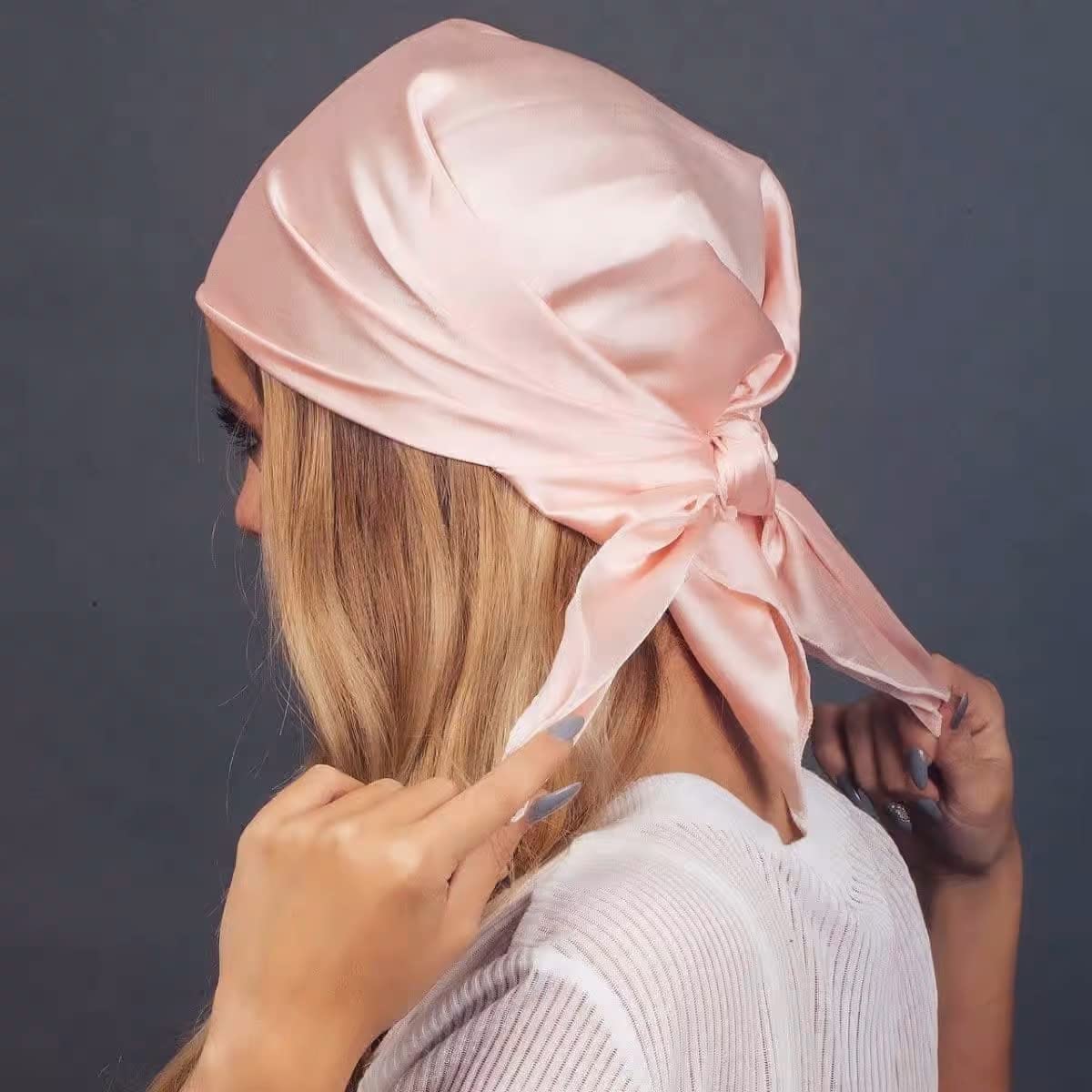 Kitsch Multi-Way Satin Head Scarf for Women - Softer than Silk Hair Wrap for Sleeping, Satin Scarf for Hair Wrapping at Night, Pink Head Scarf, Pink Hair Scarf for Sleeping., Elegant Head Wrap - Blush