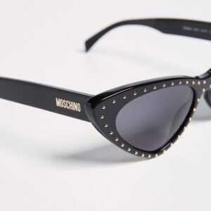 Moschino Women's Pointed Cat Eye Sunglasses, Black/Grey Blue, One Size