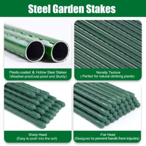 TINGYUAN Garden Stakes 55 Inches Steel Plant Stakes, Pack of 25