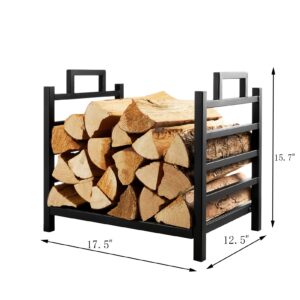 DOEWORKS Firewood Rack 18 Inch Fireplace Log Holder with Canvas Carrier