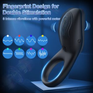 Erocome Vibrating Cock Ring Male Sex Toys with Clitoral Stimulator,Penis Ring Vibrator with 8 Vibration Modes Waterproof Rechargeable Cock Ring Vibrator Adult Sex Toys for Couples Male Masturbator