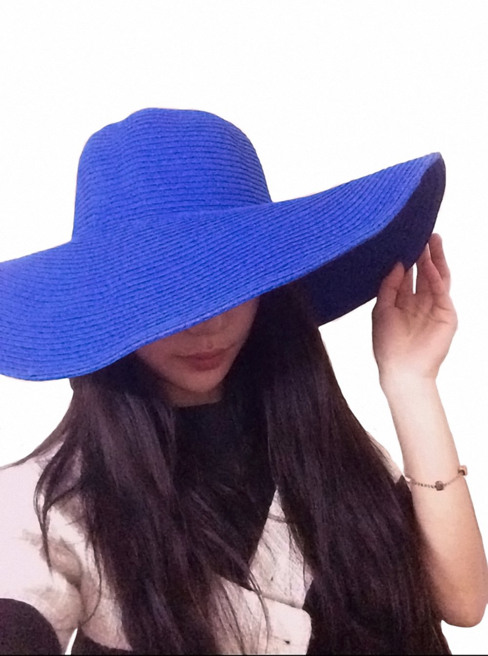 Womens Hat Floppy Foldable Roll up Sun Hat for Women Beach Straw Hat for Women Wide Brim Summer Hats UV Protection UPF50+ Blue…