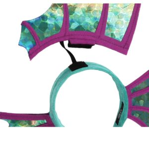 Seahorse Shimmer Sparkle Fin Headband - Velvet Fabric with Felt Wings, Lightweight and Comfortable