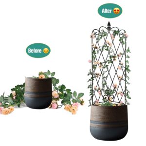 AMAGABELI GARDEN & HOME 2 Pack Black Garden Trellis for Climbing Plants 47” x 16” Iron Plant Support Climbing Vines and Flowers Stands Vegetables Patio Metal Lattices Grid Panels for Ivy Cucumbers