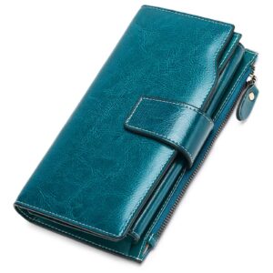 sendefn women leather wallets rfid blocking clutch card holder ladies purse with zipper pocket