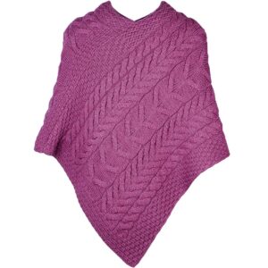 aran woollen mills supersoft merion knit triangular poncho (jam red)