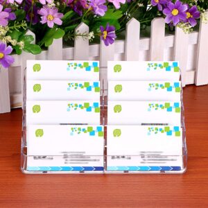 Hipiwe 2pcs 8 Pockets Acrylic Business Card Holder Stand Clear Desktop Countertop Acrylic Index Card Filling Display