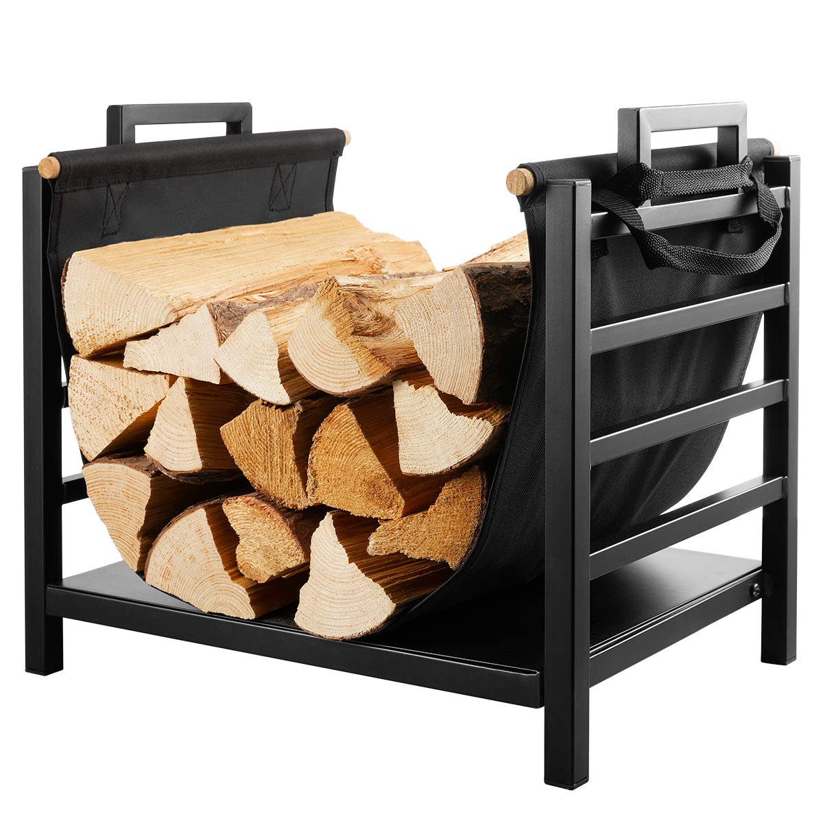 DOEWORKS Firewood Rack 18 Inch Fireplace Log Holder with Canvas Carrier