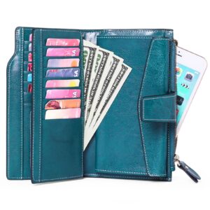 SENDEFN Women Leather Wallets RFID Blocking Clutch Card Holder Ladies Purse with Zipper Pocket