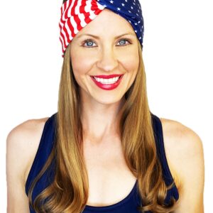 Shimmer Anna Shine Red White and Blue Patriotic American Flag Headband USA (Cotton Stars and Stripes)