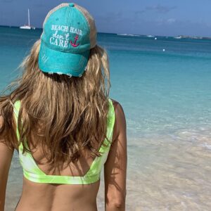 KATYDID Beach Hair Don’t Care Baseball Cap - Trucker Hat for Women - Stylish Cute Beach Hats for Women (Gray Mint)