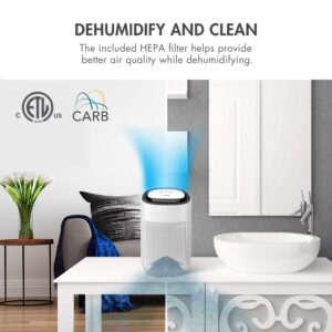 Tenergy Sorbi 1000ml Air Dehumidifier w/Air Purifying Function, True HEPA Filter, Auto Shutoff, Touch Control Adjustable Air Speed, Ultra-Quiet, Ideal for Closets and Bathrooms