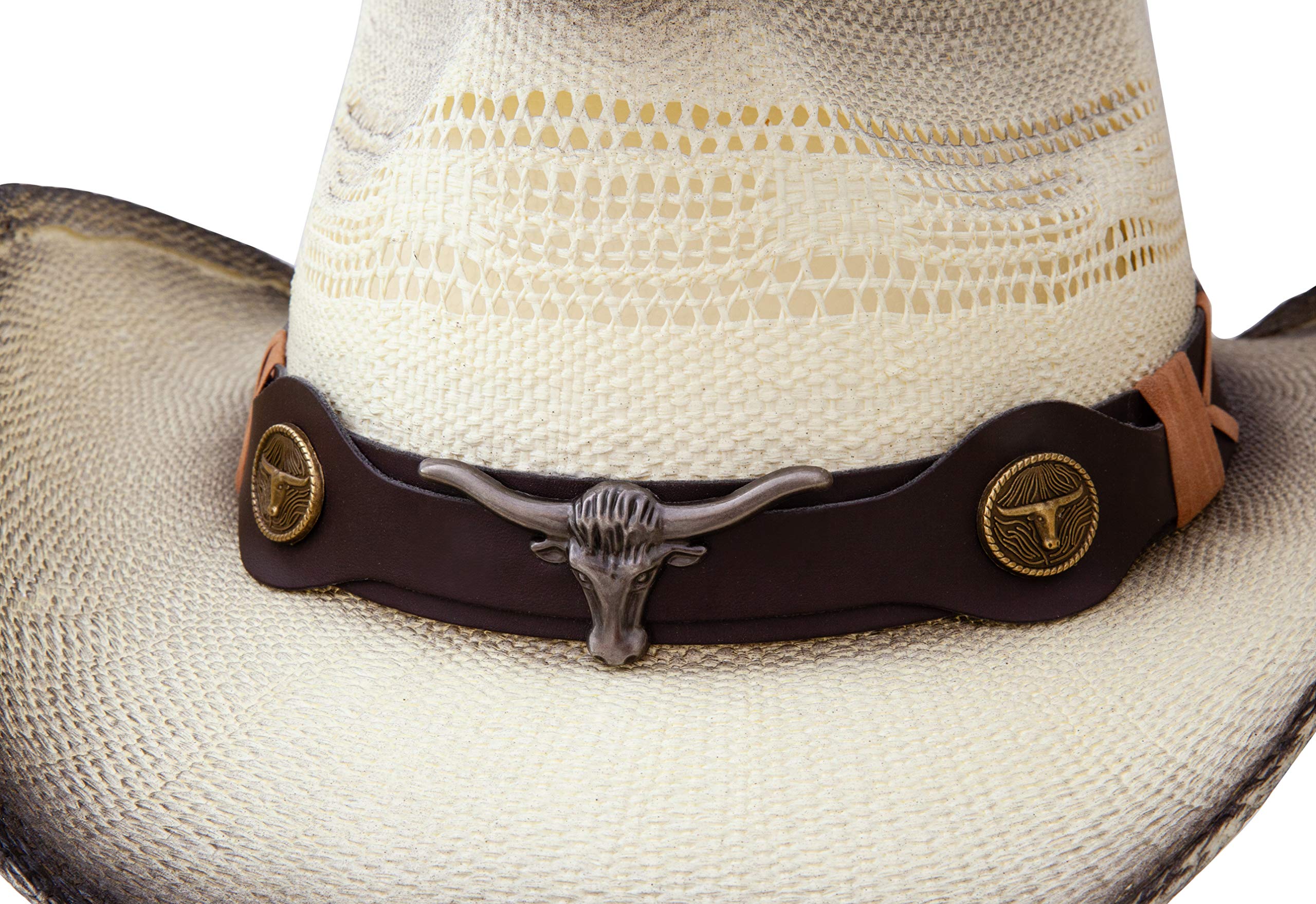 Queue Essentials Straw Cowboy Hat for Men Cowgirl Hat for Women Western Wide Brim Hat Hats - D