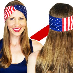 Shimmer Anna Shine Red White and Blue Patriotic American Flag Headband USA (Cotton Stars and Stripes)