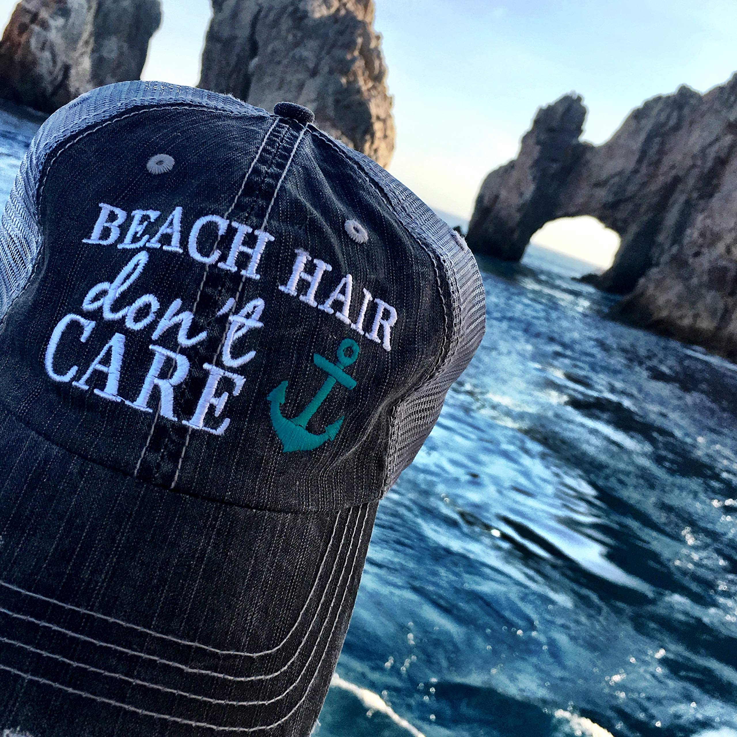 KATYDID Beach Hair Don’t Care Baseball Cap - Trucker Hat for Women - Stylish Cute Beach Hats for Women (Gray Mint)