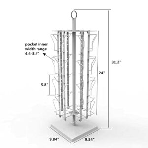 Up to 9.9" Wide 16 Adjustable Pockets Display Rack, Greeting Post Card Christmas Holiday Spinning Rack Stand. Pocket Size: 4.5-9.9" Wide X 5.8" Tall, 16 Pockets. 11602-L-DOUBLE-WHT-NPF