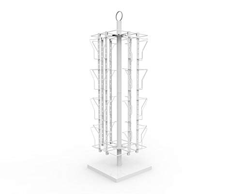 Up to 9.9" Wide 16 Adjustable Pockets Display Rack, Greeting Post Card Christmas Holiday Spinning Rack Stand. Pocket Size: 4.5-9.9" Wide X 5.8" Tall, 16 Pockets. 11602-L-DOUBLE-WHT-NPF