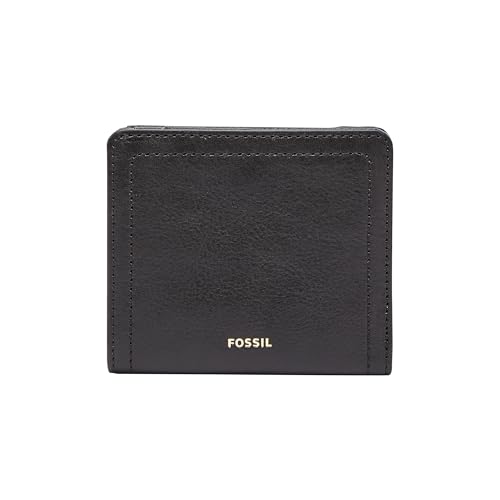 Fossil Women's Logan Leather Wallet RFID Blocking Small Bifold, Black (Model: SL7829001)