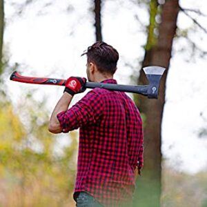 INTERTOOL 36” Wood Chopping Axe, 2.8 Lbs, Long Tree Felling Ax, Firewood Cutting, Shock Absorbing Fiberglass Anti-Slip Handle with Blade Cover HT-0264