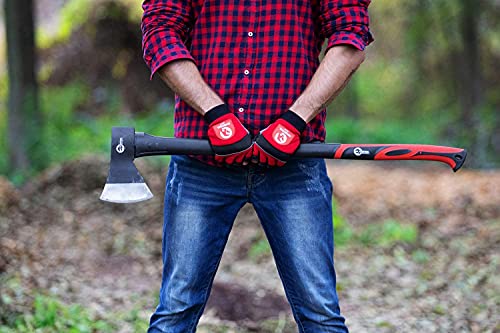 INTERTOOL 36” Wood Chopping Axe, 2.8 Lbs, Long Tree Felling Ax, Firewood Cutting, Shock Absorbing Fiberglass Anti-Slip Handle with Blade Cover HT-0264