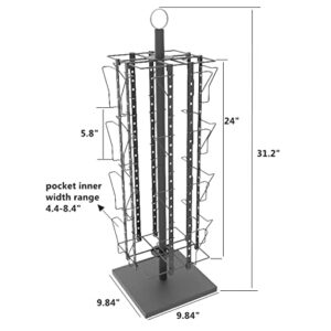 Up to 9.9" Wide 16 Adjustable Pockets Display Rack, Greeting Post Card Christmas Holiday Spinning Rack Stand. Pocket Size: 4.5-9.9" Wide X 5.8" Tall, 16 Pockets 11602-M-DOUBLE-BLK-NF