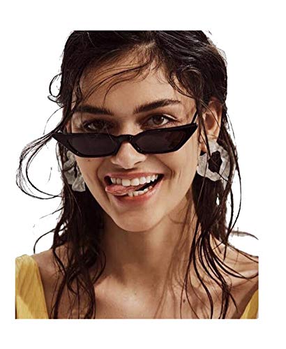 W&Y YING Small Cat Eye Sunglasses for Men and Women Skinny Retro Frame Y2K Shades Trendy Fun Fashion Glasses