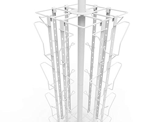 Up to 9.9" Wide 16 Adjustable Pockets Display Rack, Greeting Post Card Christmas Holiday Spinning Rack Stand. Pocket Size: 4.5-9.9" Wide X 5.8" Tall, 16 Pockets. 11602-L-DOUBLE-WHT-NPF