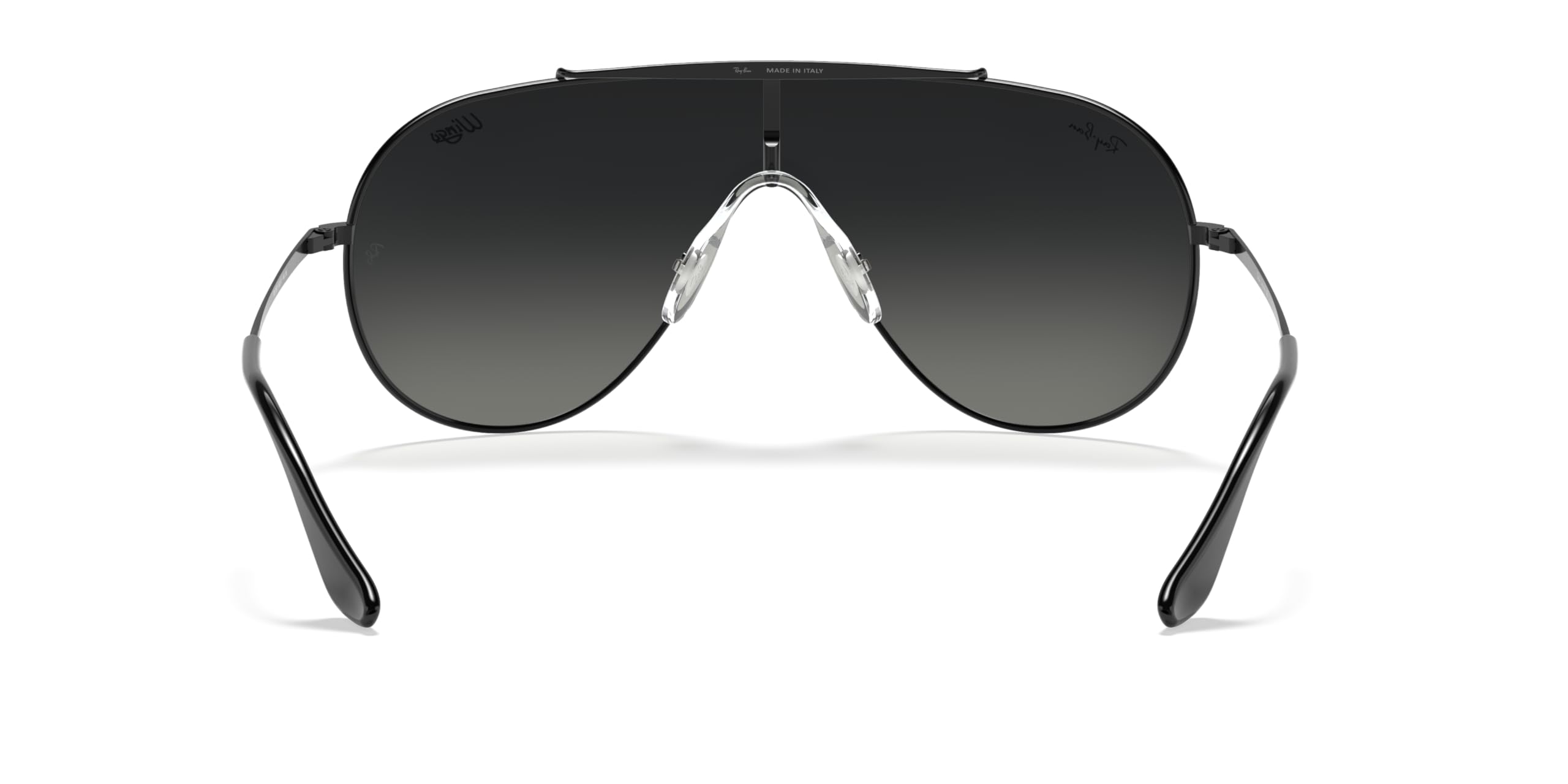 Ray-Ban RB3597 Wings Shield Sunglasses, Black/Grey Gradient Dark Grey, 33 mm