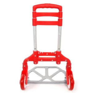 Aluminium Portable Folding Collapsible Push Truck Hand Trolley Luggage Hand Cart and Dolly 176Lbs/ 80Kg Ideal for Home, Auto, Office,Travel Use (Red)