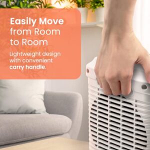 Pro Breeze Space Heater – 1500W Portable Electric Heater for Indoor Use, Ceramic Heater with Adjustable Thermostat, Small Heater for Home, Bedroom, Office, Garage with 3 Operating Modes - White