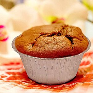 2 Oz Disposable Baking Cups Tins Foil Pans Cups 70 mL Aluminum Foil Cupcake Bowl Pans for Baking, Roasting, 100Pcs.