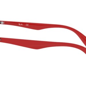 Ray-Ban RX7047 Rectangular Prescription Eyeglass Frames, Black on Red/Demo Lens, 56 mm