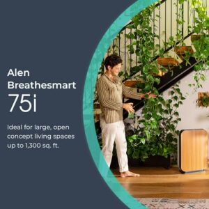 Alen Air Purifier BreatheSmart 75i HEPA w/ Pure Filter for Rooms up to 2600 Sq. Ft. - Perfect for Living Room & Kitchen - Captures Allergens & Dust