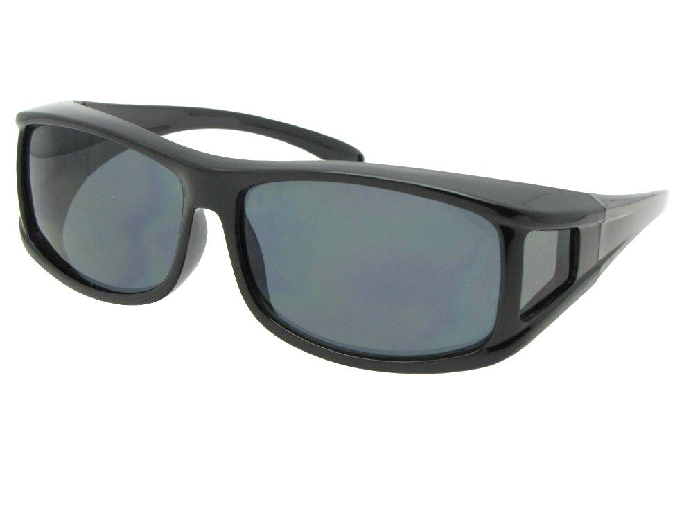 Medium Non Polarized Wrap Around Fit Over Sunglasses Style F11 (Black Frame-Non Polarized Gray Lens)