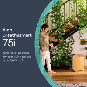 Alen Air Purifier BreatheSmart 75i HEPA w/ Pure Filter for Large Rooms up to 2600 Sq. Ft. - Perfect for Living Room & Kitchen - Captures Allergens, Dust, & Mold - Espresso