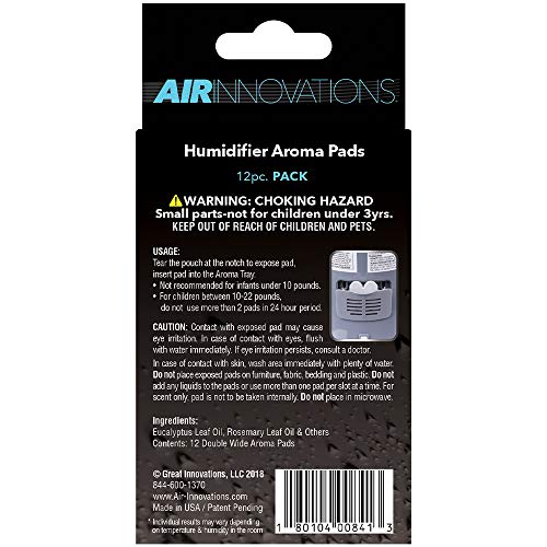 Air Innovations AP01-EUCALYPTUS Soothing Eucalyptus Essential Oil Humidifier Aromatherapy Refill Pads, White, 12, 1 Count (Pack of 12)