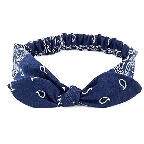 Carede 6 Pack Elastic Paisley Bandana Knot Headbands Rabbit Ear Bow Headband Turban Headwraps Hair Band for Women Girls