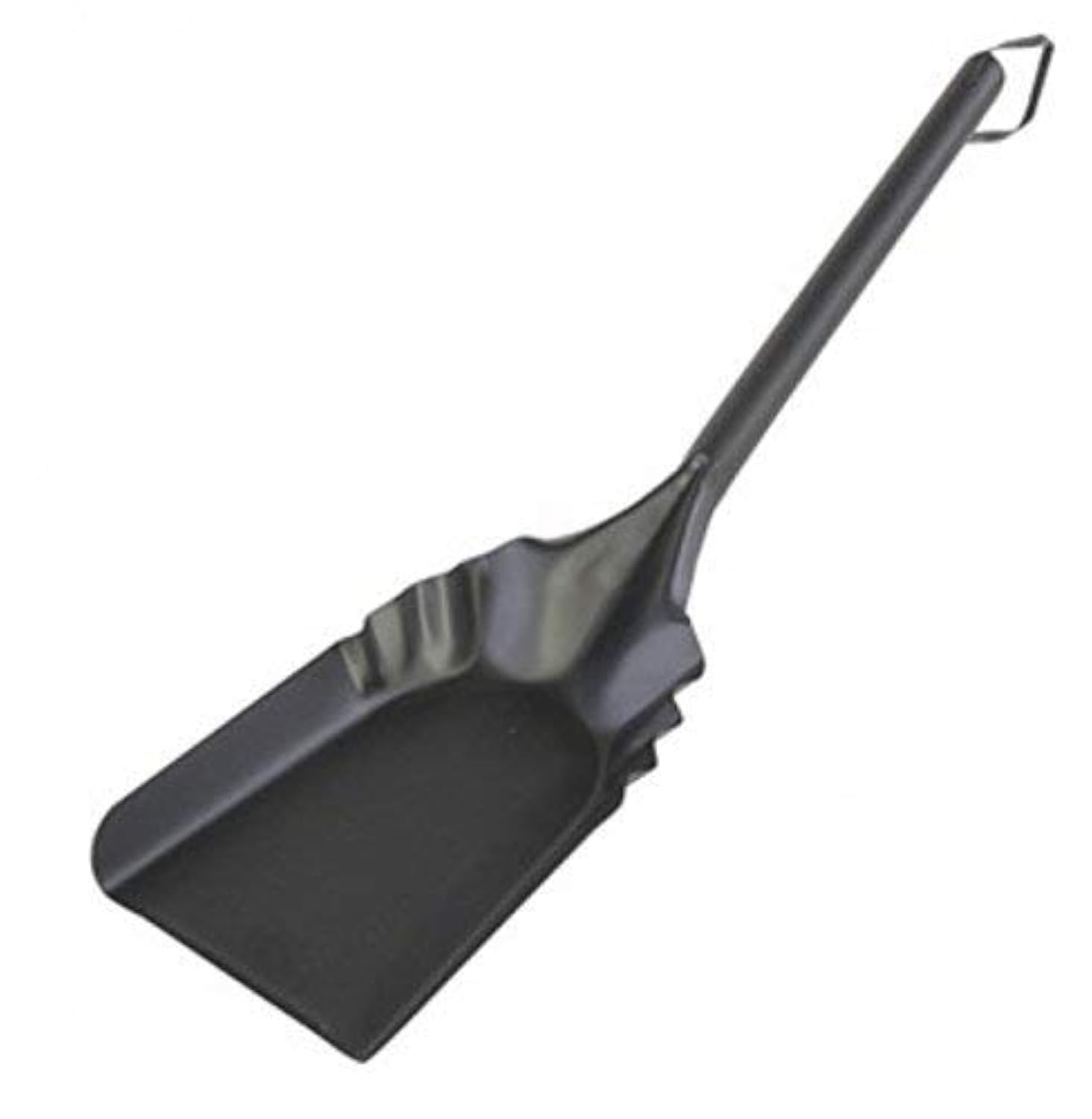 Rocky Mountain Goods Fireplace Shovel 17" - Heavy Gauge Steel - Heat Resistant Finish - Leather Hang Strap - Coal Shovel