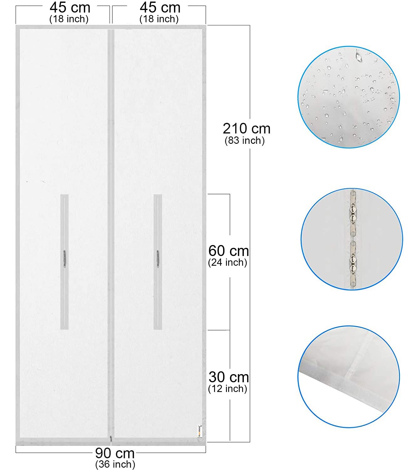 HOOMEE 36x83 Inch Zipper Screen Door Seal for Portable Air Conditioner and Tumble Dryer– Works with Every Mobile Air Conditioning-Air Exchange Guards with Zip and Adhesive Faster