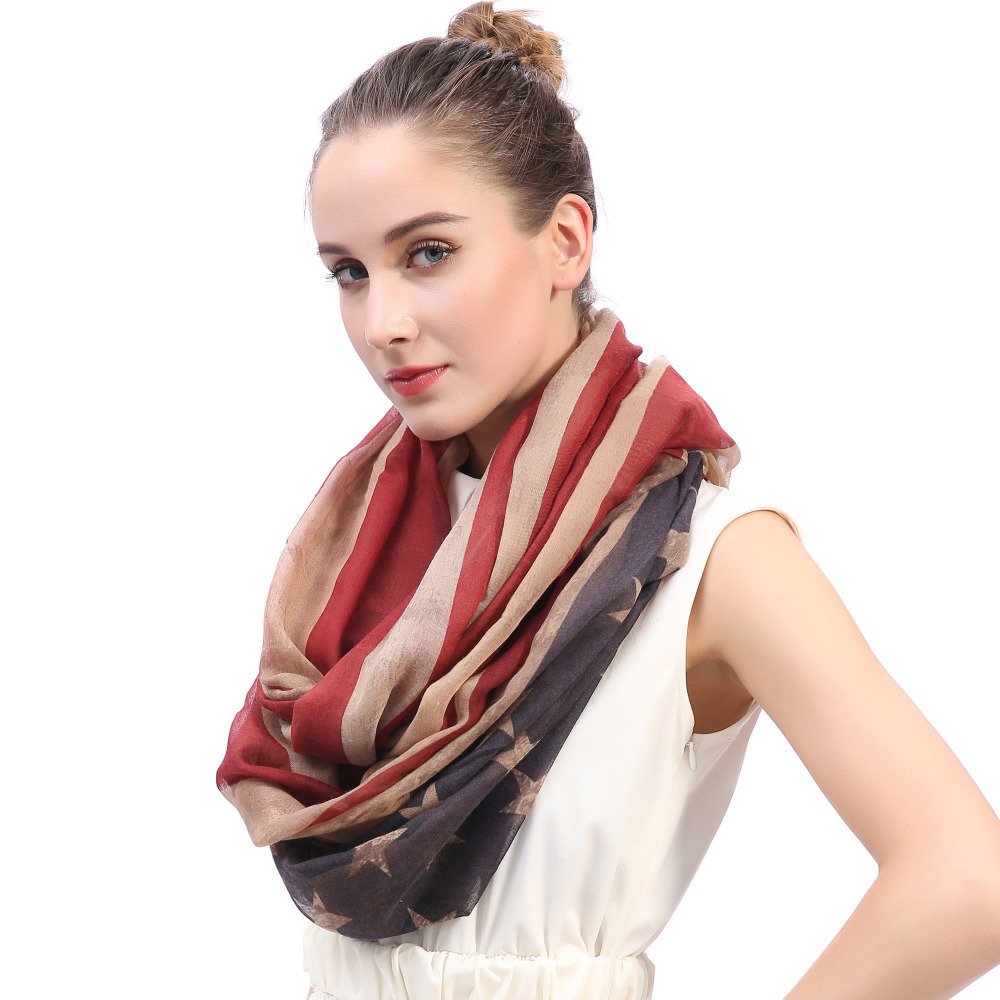 Tovip Vintage America Flag Scarf, Unisex Fashion Shawl Scarf, Infinity Shawl Scarf