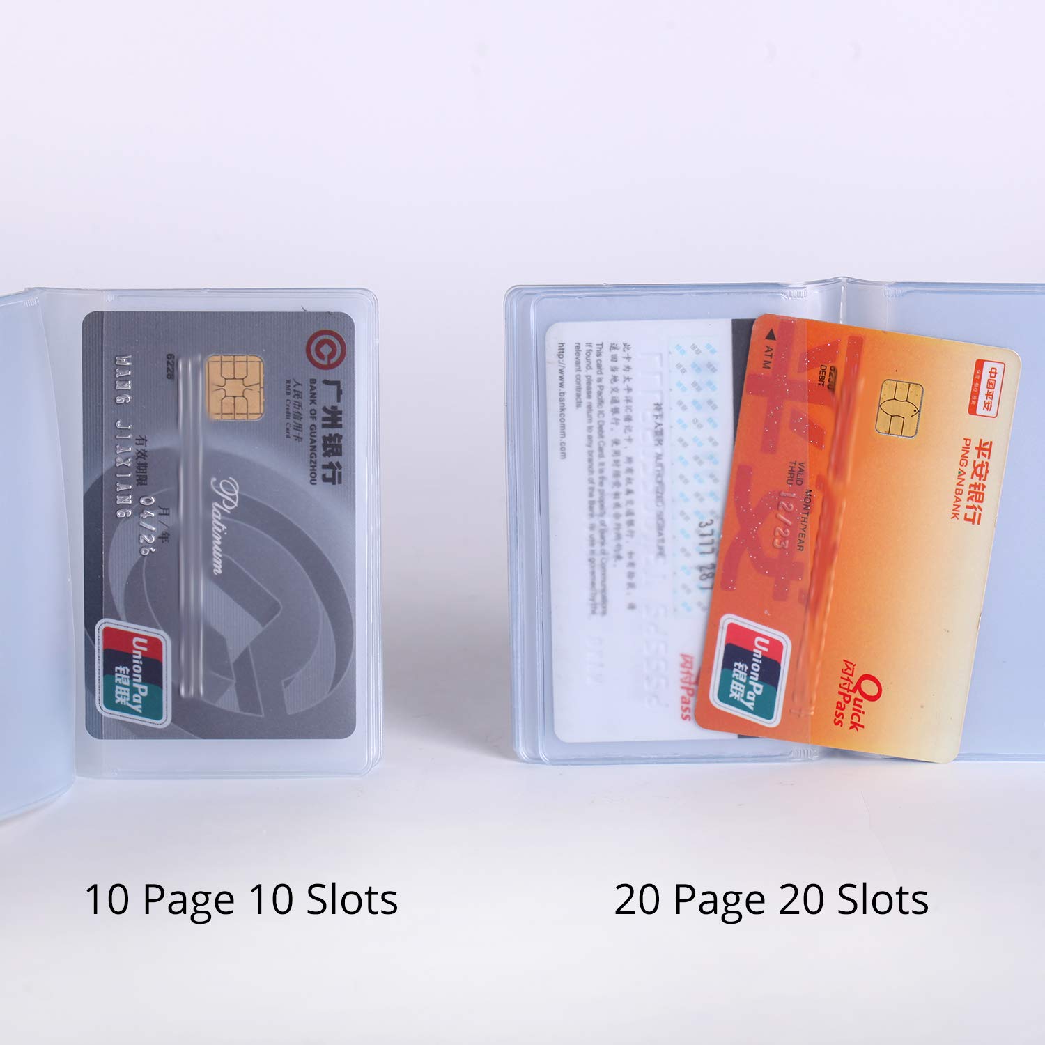 Senkary 3 Pieces Plastic Wallet Insert Credit Card Wallet Picture Photo Holder (20 Page 20 Slots, 10 Page 20 Slots and 10 Page 10 Slots), Translucent