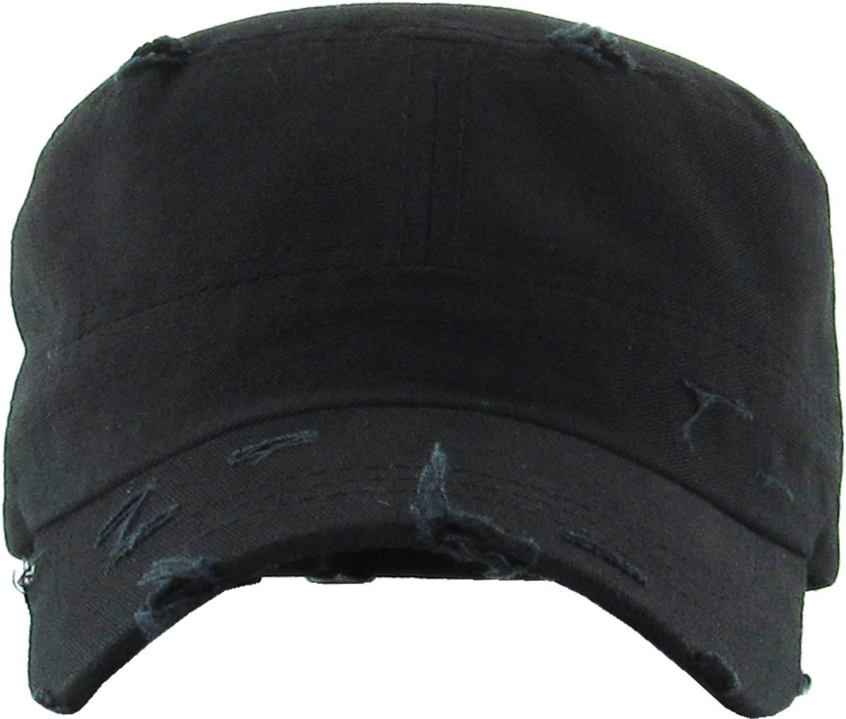 Funky Junque Distressed Womens Mens Vintage Military Style Army Cadet Hat - Black