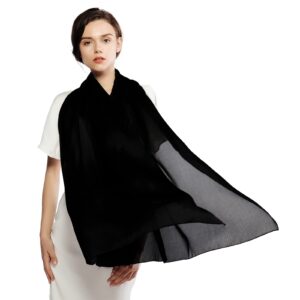 RIIQIICHY Women Shawls and Wraps for Evening Dresses Like Chiffon Black Silk Scarf Formal Silky Pashmina Shawls for Weddings