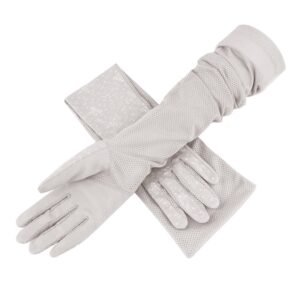 Womens Sunblock Long Driving Gloves Cotton UV Sun Protection Full Finger Gloves Arm Sleeve Cover