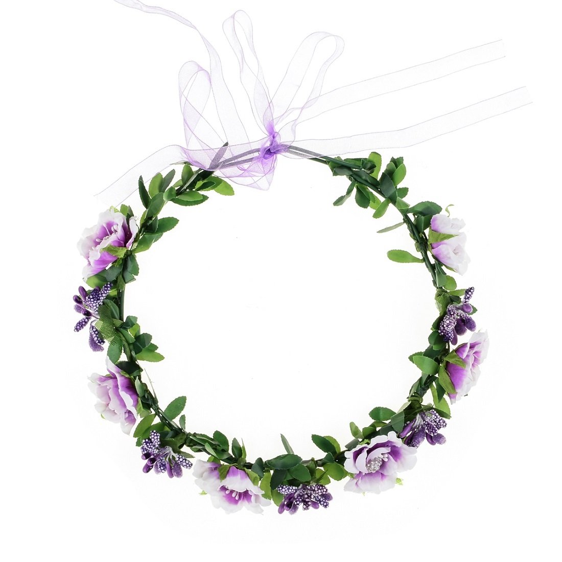 Vividsun Flower Crown for Girls Floral Garland Crown Headpiece Adjustable Rose Flower Crown (A-purple)